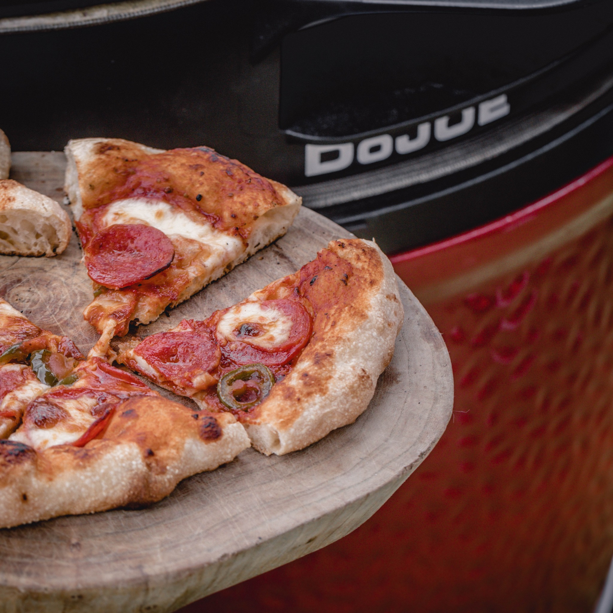 Pizza on a Kamado Joe grill